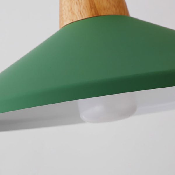 Nordic Minimalist Macaron Solid Color Aluminum Wood 1-Light Pendant Light - Image 9