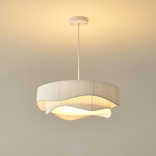Contemporary Scandinavian Round Iron Acrylic Fabric 4/5 Light Pendant Light For Living Room - Image 37