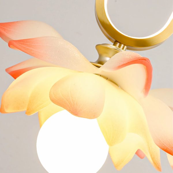 Creative Lotus Flowers Luminous Copper Oval Ring LED Modern Pendant Lights - Image 13