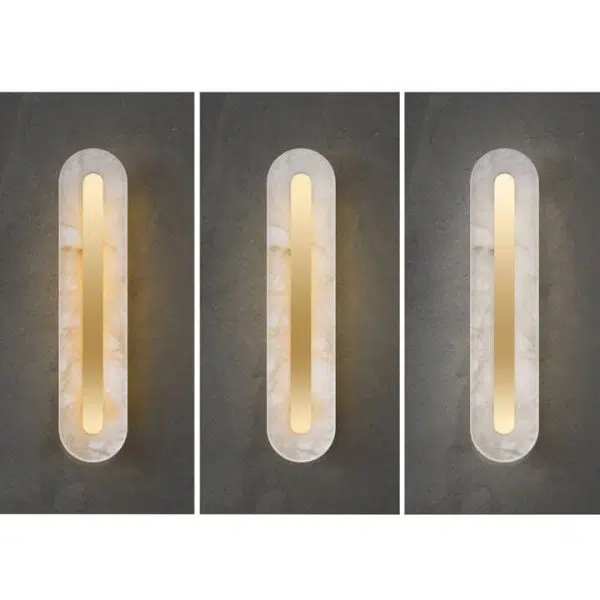 Light Luxury Brass Marble Oval Square LED Wall Sconce Lamp - Image 14