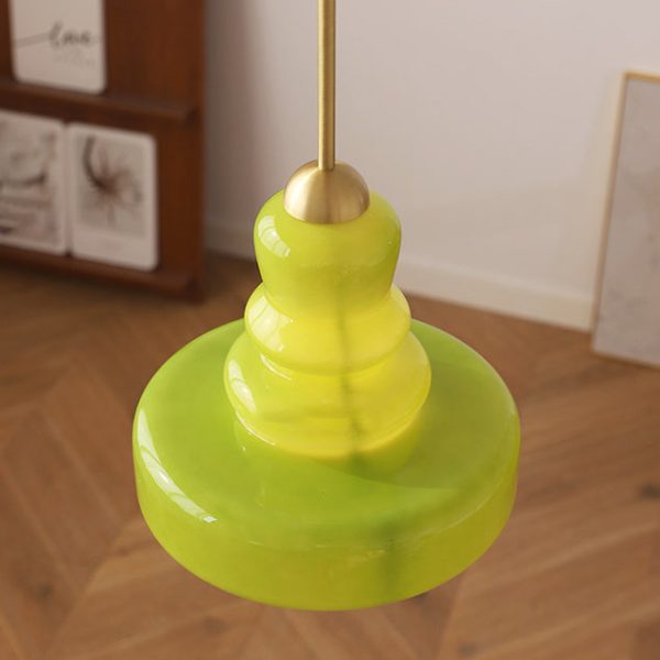 Modern Colorful Glass Gourd Shade 1-Light Pendant Light - Image 9