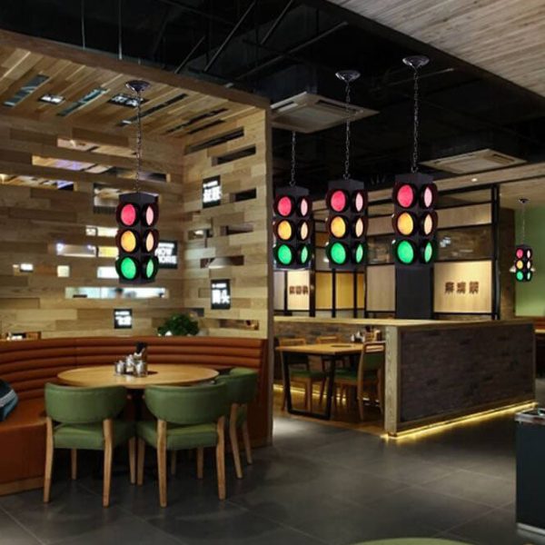 Retro Industrial Traffic Light Iron Glass LED Pendant Light - Image 24