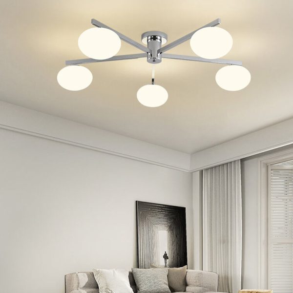 Nordic Light Luxury Glass Ball Iron Bracket 3/4/5 Light Semi- Flush Mount Ceiling Light - Image 3
