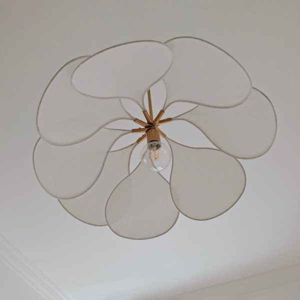 Contemporary Boho Petal Fabric Lampshade 1-Light Pendant Light For Living Room - Image 6