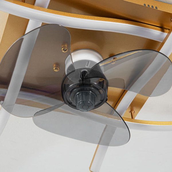 Modern Minimalist Square Aluminum Corrugated Inverter LED Flush Mount Ceiling Fan Light - Image 10