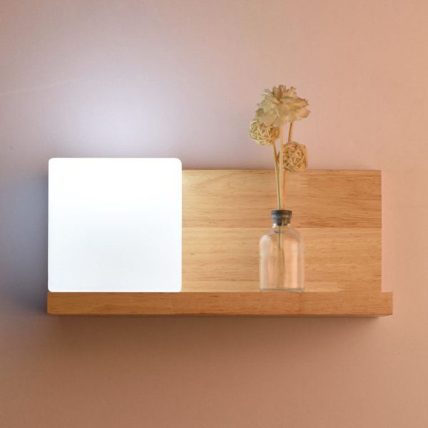 Japanese Minimalist Wood Square Glass 1-Light Wall Sconce Lamp - Image 14