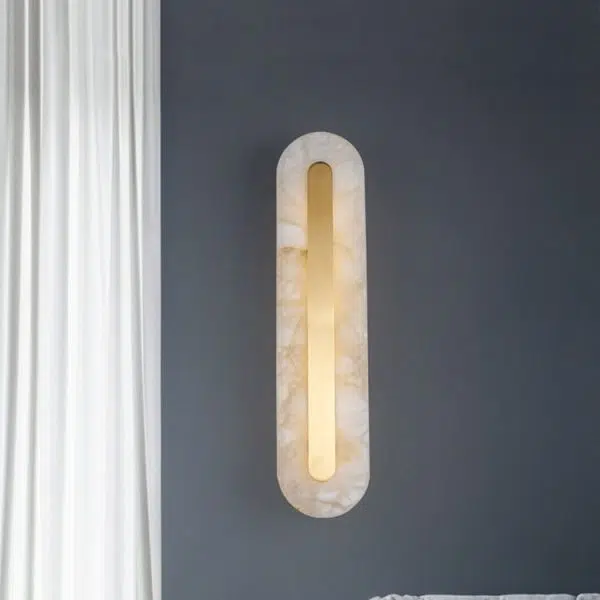 Light Luxury Brass Marble Oval Square LED Wall Sconce Lamp - Image 25