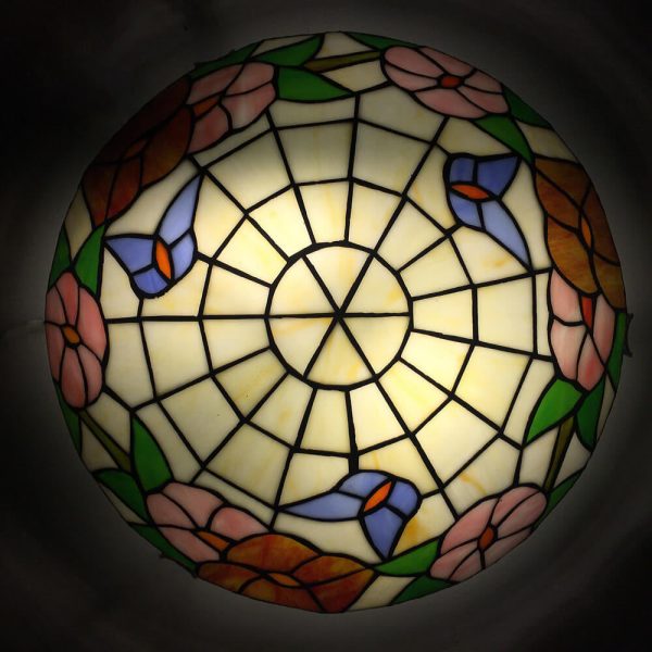 Traditional Tiffany Round Shell Bead Stained Glass 2-Light Flush Mount Ceiling Light For Hallway - Image 18