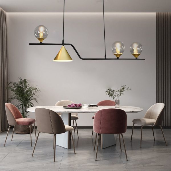 Strip Cone Glass Bubbles LED Iron Electroplating Nordic Chandelier - Image 2