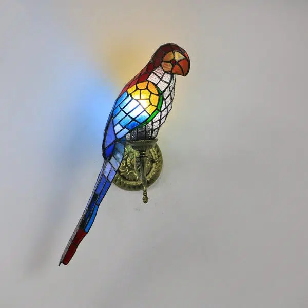 Tiffany Vintage Parrot Stained Glass 1-Light Wall Sconce Lamp - Image 19