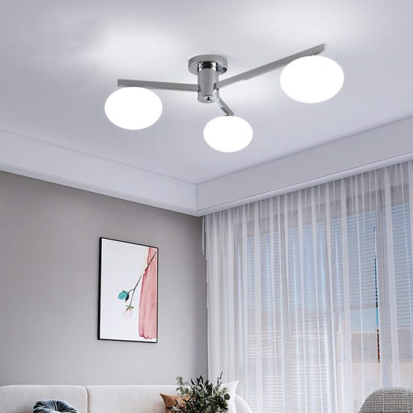 Nordic Light Luxury Glass Ball Iron Bracket 3/4/5 Light Semi- Flush Mount Ceiling Light - Image 30