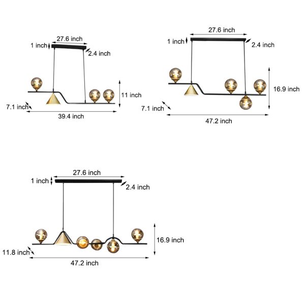 Strip Cone Glass Bubbles LED Iron Electroplating Nordic Chandelier - Image 16