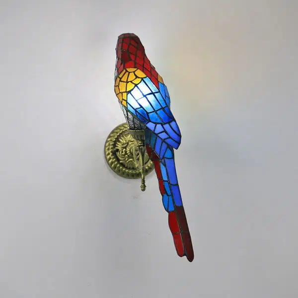 Tiffany Vintage Parrot Stained Glass 1-Light Wall Sconce Lamp - Image 18