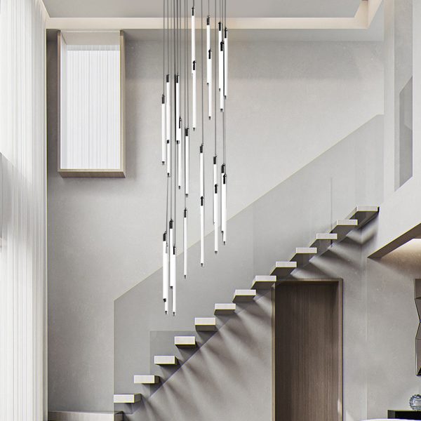 Spiral Creative Long Strip LED Modern Duplex Staircase Chandelier Light - Image 14