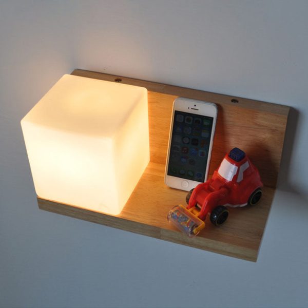 Japanese Minimalist Wood Square Glass 1-Light Wall Sconce Lamp - Image 15
