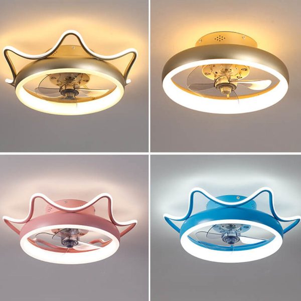 Nordic Light Luxury Round Wrought Iron LED Flush Mount Ceiling Fan Light - Image 23