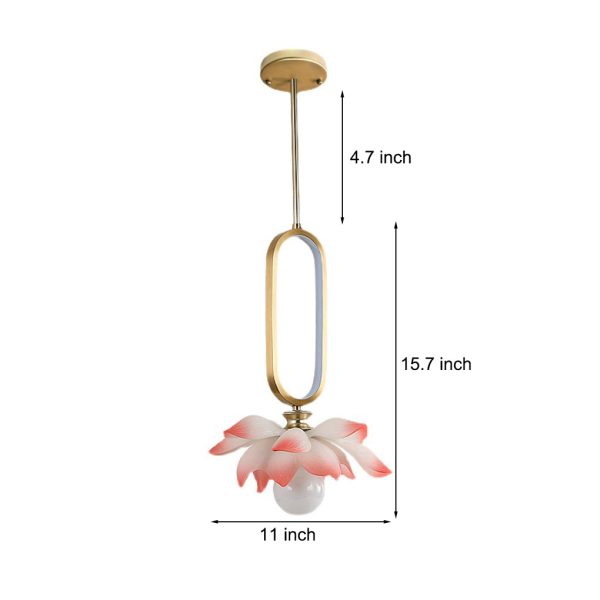 Creative Lotus Flowers Luminous Copper Oval Ring LED Modern Pendant Lights - Image 16