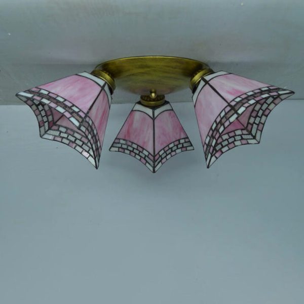 Tiffany Light Luxury Stained Glass Horn 3-Light Semi-Flush Mount Lighting - Image 18