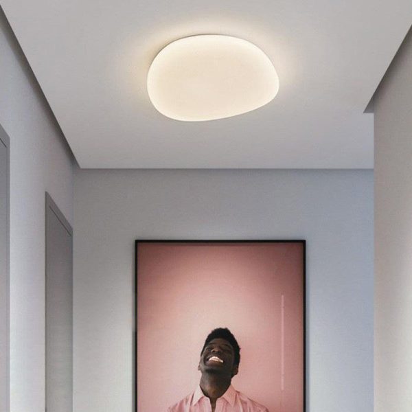 Modern Minimalist Pebble Shape Acrylic Hardware LED Flush Mount Ceiling Light For Bedroom - Image 2