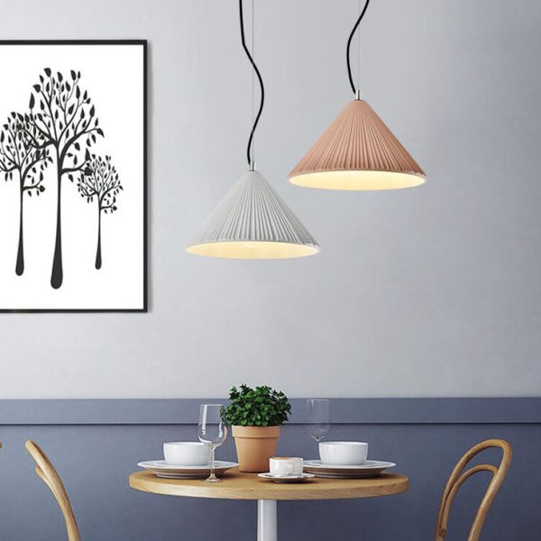 Nordic Resin 1-Light Textured Umbrella Pendant Light - Image 4