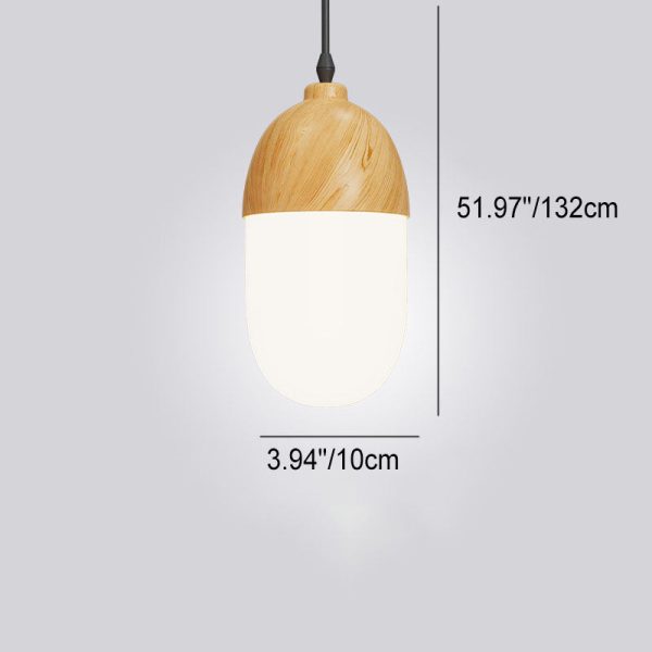 Japanese Wood Grain Round Oval Iron 1-Light Pendant Light - Image 9
