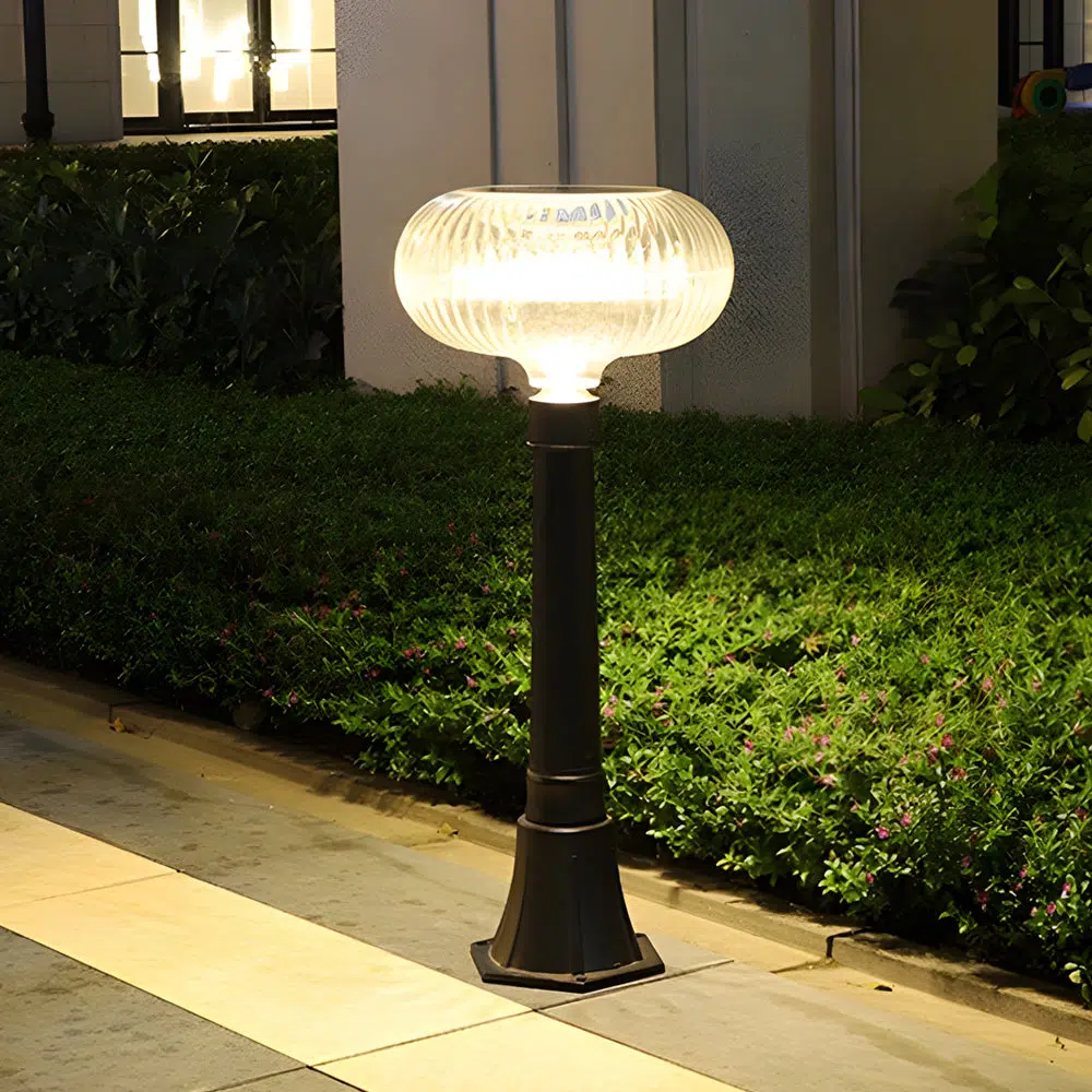3-07dddd88-fd65-445a-bc61-89908692ea1b.jpg Modern Solar Lawn Light Metal Cylinder Oval Shade LED Outdoor Bollard Light - Image 1