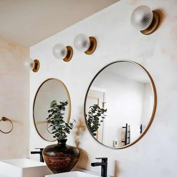 Unique Glass Ball Copper Three Step Dimming LED Modern Wall Light Fixture - Image 2