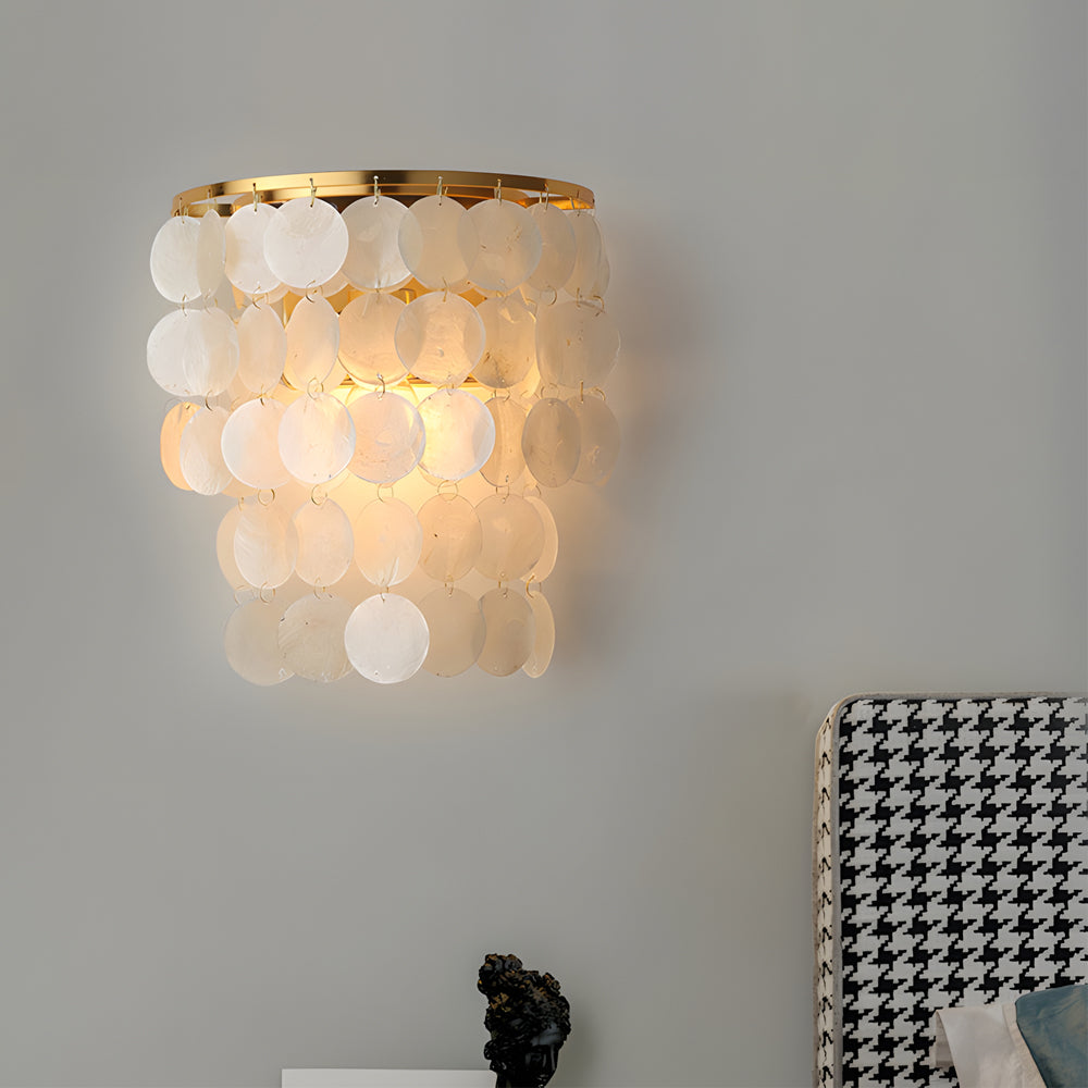 3-0912f62e-1892-455c-84a7-8a972071ff42.jpg Gold/Chrome Coastal Capiz Shell Wall Sconce LED Metallic Bedside Wall Lighting - Image 1