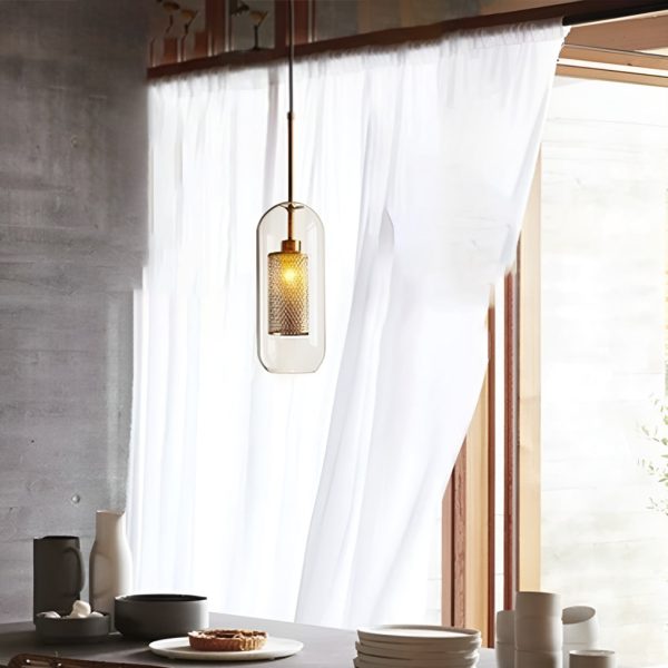 Minimalist Round Glass LED Industrial Pendant Light Kitchen Island Lighting - Image 6