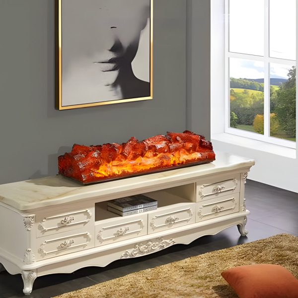 Decorative Resin Firewood Charcoal Pile Simulated Fireplace Flame Lamp - Image 3