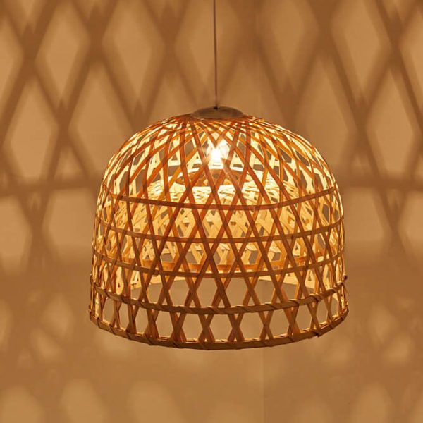 Modern Bamboo Weaving Dome Shape 1-Light Pendant Light - Image 9