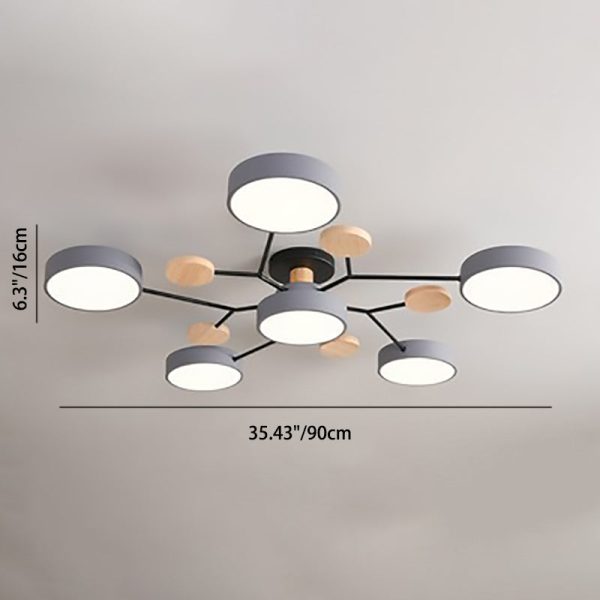 Contemporary Scandinavian Round Molecule Branch Design LED Semi-Flush Mount Ceiling Light For Living Room - Image 8