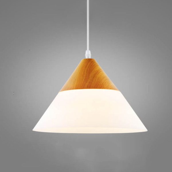 Nordic Wood Grain Glass Cone Shaped 1-Light Pendant Light - Image 9
