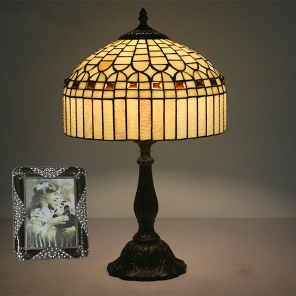 European Tiffany Yellow Baroque Glass 1-Light Table Lamp - Image 12