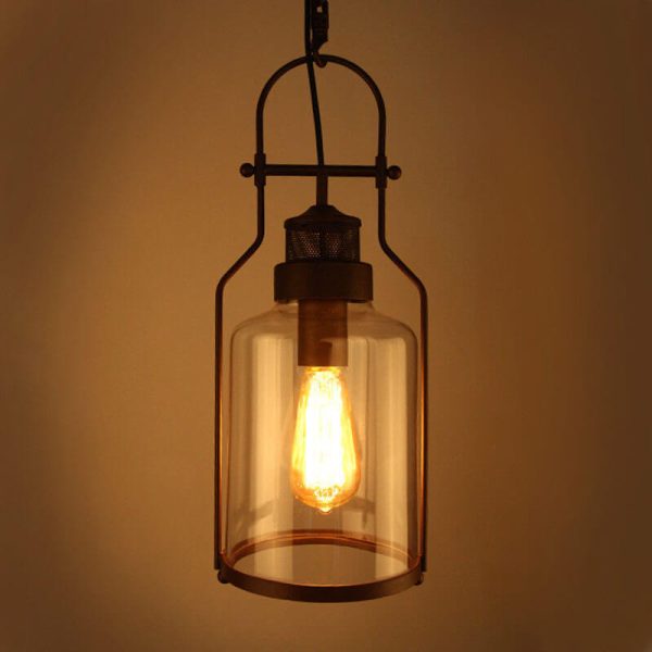 Industrial Vintage Iron Glass Jar 1-Light Pendant Light - Image 5