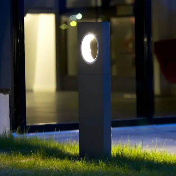 Sleek Black Modern Outdoor Pathway Light with Unique Round Hole Feature - Image 3