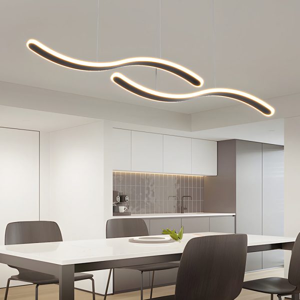 2-Wavy Line LED Dining Room Pendant Light - 3-Step Dimming - Image 4