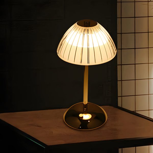 Battery Operated LED Brushed Brass Metal Table Lamp - Image 3