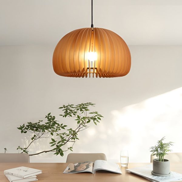 Creative Wood Pumpkin-Shaped Retro Nordic Chandelier Pendant Light - Image 3