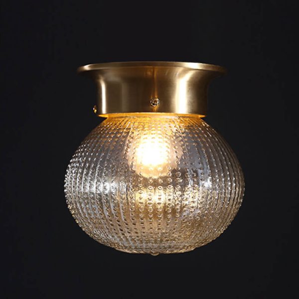 Vintage Copper Glass Round 1-Light Semi-Flush Mount Ceiling Light - Image 10
