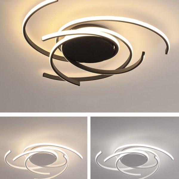Minimalist Creative Circle Strip Aluminum Semi-Flush Mount Ceiling Light - Image 13