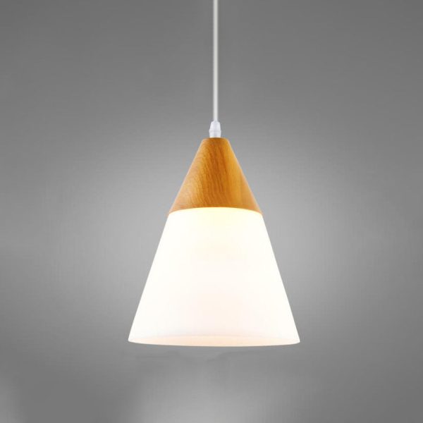 Nordic Wood Grain Glass Cone Shaped 1-Light Pendant Light - Image 10