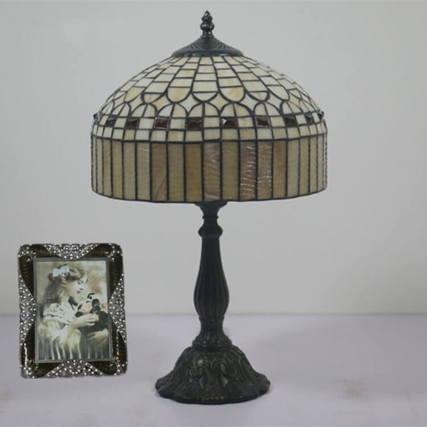 European Tiffany Yellow Baroque Glass 1-Light Table Lamp - Image 13