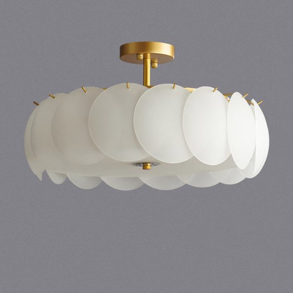 French Glass Round Drum 5/6 Light Semi-Flush Mount Ceiling Light - Image 12