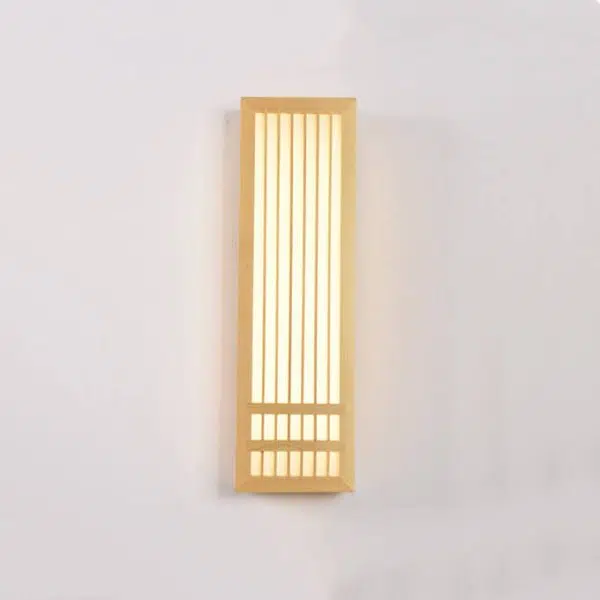 Simple Solid Wood Rectangular 1-Light Japanese Wall Sconce Lamp - Image 15