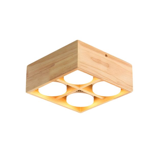 1/2/4-Light Square Wood Cube Spotlight LED Flush Mount Light - Image 7