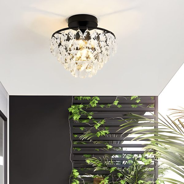Round Luxury Crystal Simple Black Modern Ceiling Lights Fixture Chandelier - Image 2