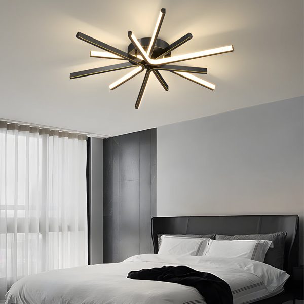 6-Light LED Semi Flush Mount Copper Starbursts Ceiling Light Fireworks Ceiling Lighting Fixture - Image 3