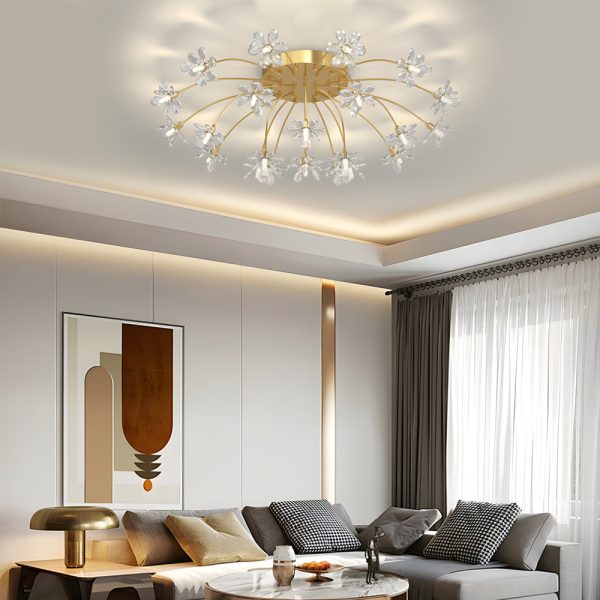 Crystal Flowers Dandelions Three Step Dimming Modern Ceiling Lights Fixture - Image 2