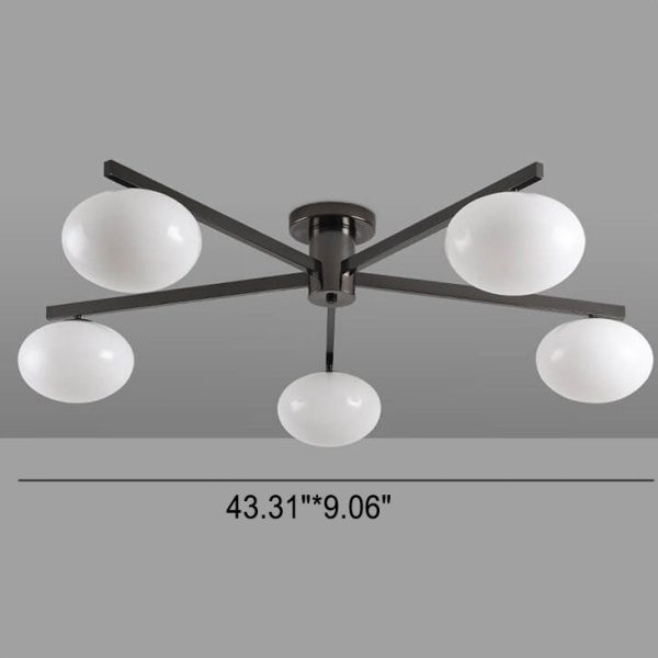 Nordic Light Luxury Glass Ball Iron Bracket 3/4/5 Light Semi- Flush Mount Ceiling Light - Image 14